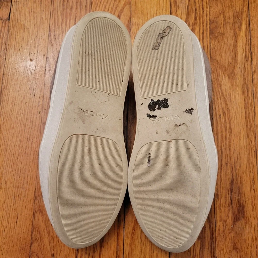 Vince‎ Suede Leather Platform Slip On WARREN Casual Shoes 7 Tan Gray Preppy